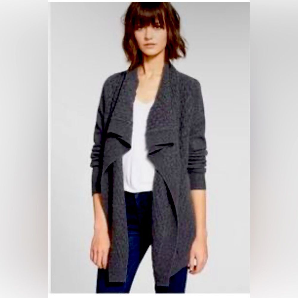 Vince Dark Gray Cashmere Wool Blend Open Front Cardigan Sz Small